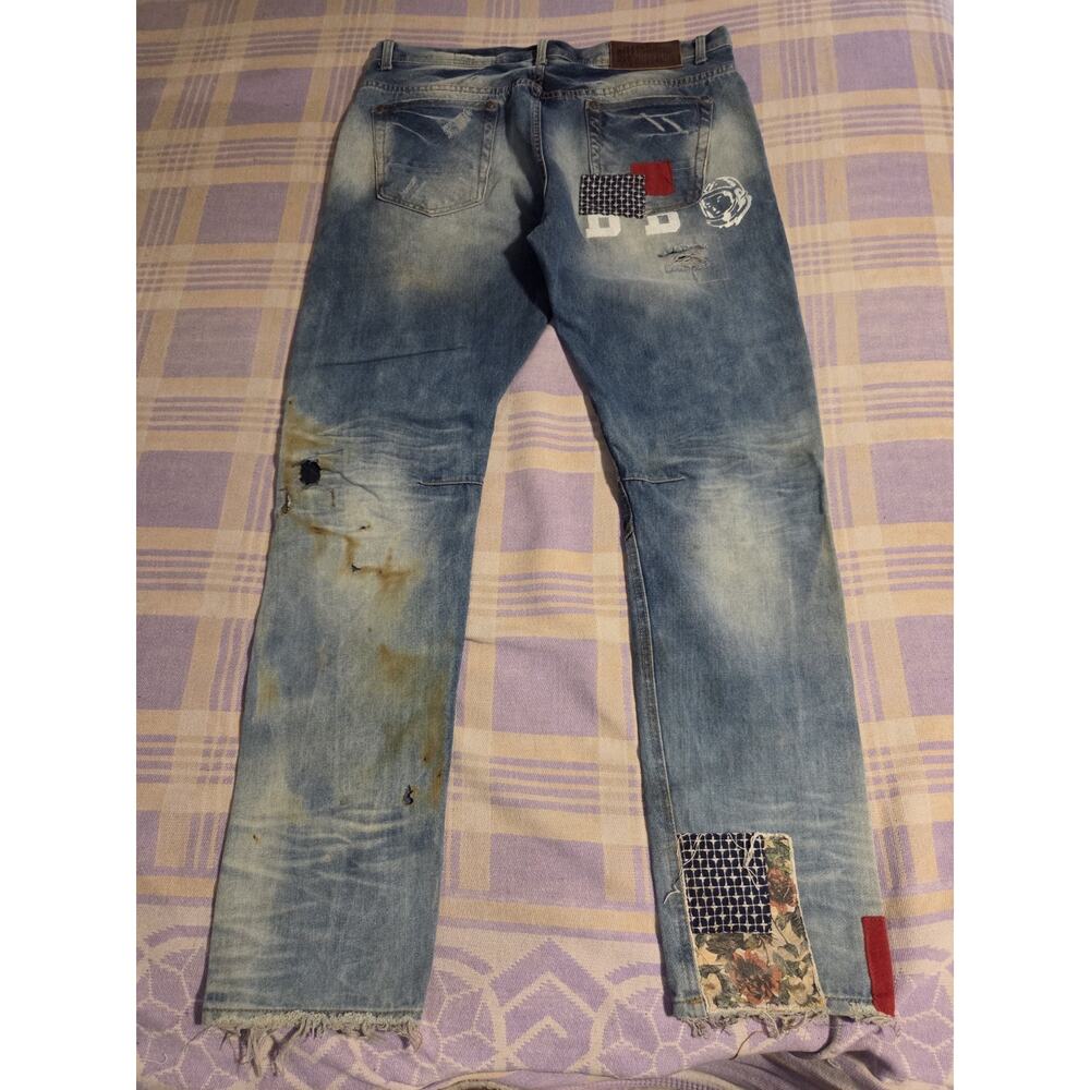 Billionaire Boys Club Prewashed Distressed Patchwork Faded Jeans Men's 37 x 33 - Picture 4 of 15
